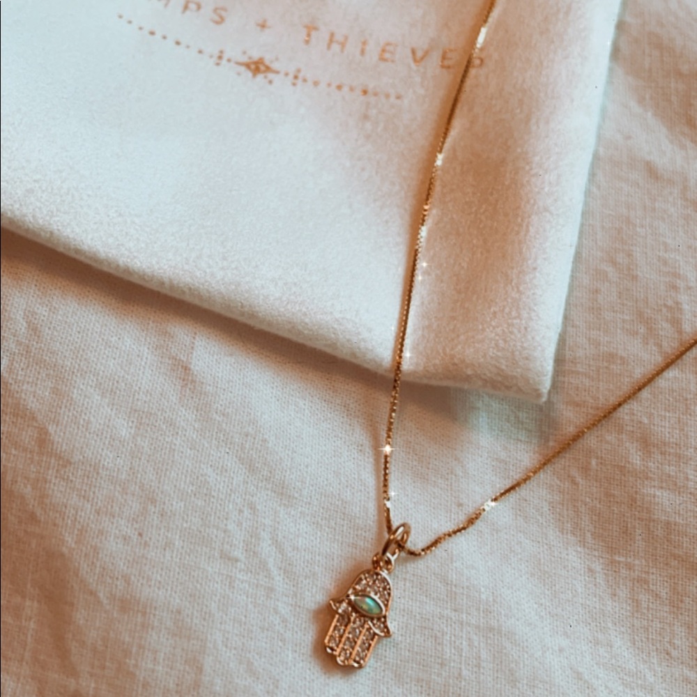 Opal Hamsa Necklace - Picture 2 of 6